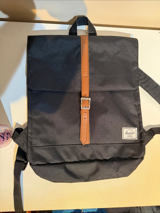 Herschel Supply Company Other - Herschel Supply Company Black Backpack with Brown Leather Strap